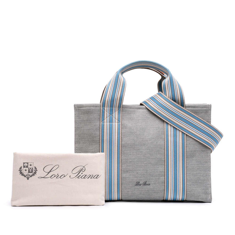 Pre-Loved Loro Piana Canvas The Suitcase Stripe Tote - Picture 7 of 7